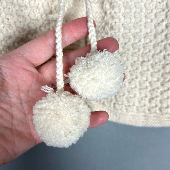 Baby Girl Knit Cardigan by Beberavi Merino Wool Cream Pom Pom Tie NWT 6 months - Picture 5 of 13